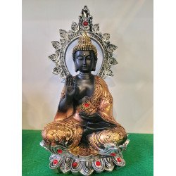New Sitting Buddha Statue showpiece Idol Home Decor Items for Living Room and Gifts (Black Golden)