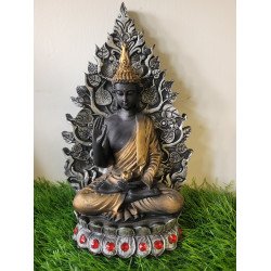 Brass Blessing Buddha Statue With Tree Antique Finish