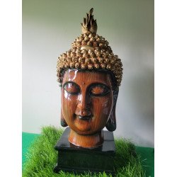 Buddha Head Statue - Decorative Buddha Idol Showpiece for Home Living Room Table Decoration Gifts (Red)