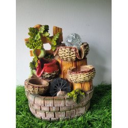 Water Fountain with LED Ball and Red Pitcher for Stunning Home and Office Decor