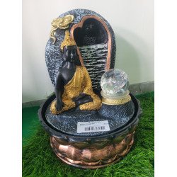 Budha Table Top Indoor Outdoor Hut Home Water Fall Fountain with LED Lights Home Decor Decoration Gift Gifting Items
