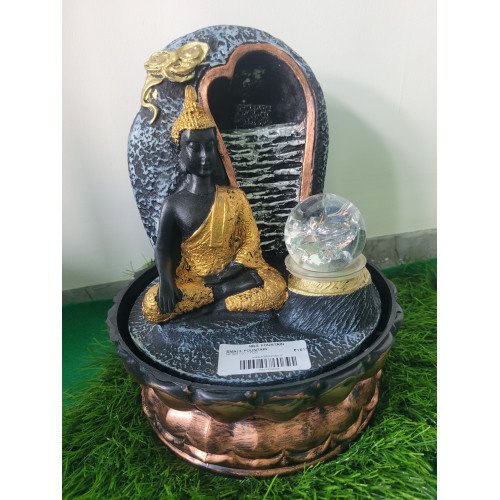 Budha Table Top Indoor Outdoor Hut Home Water Fall Fountain with LED Lights Home Decor Decoration Gift Gifting Items