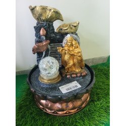 Polyresin Table Top Indoor Outdoor Water Fall Fountain with LED Lights Home Decor Decoration Gift Gifting Items