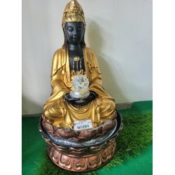 Waterfall | Buddha Waterfall Fountain with LED Lights, Multi-Tier Cascading Design, Fibreglass, Beige