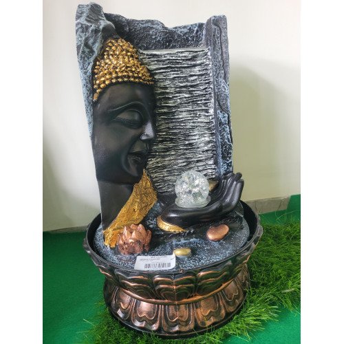 Polyresin Table Top Indoor Outdoor Water Fountain with LED Lights for Home Decor Decoration Showpiece Gift (budha new)