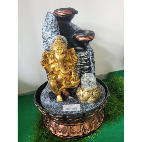 Global Grabbers Polyresin Table Top Indoor Outdoor Water Fall Fountain with LED Lights Home Decor Decoration Gift Gifting Items