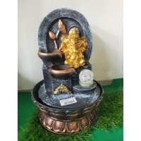 Ganesha Sitting Idol Water Fountain with LED Lights Decorative Buddha Sculpture for Tranquil Home Decor 
