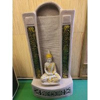 Water Fountain Jharna Buddha Fiber Water Fountain for Living Room Home Decor Garden Patio Deck Porch - Yard Art Decoration Gift Gifting with LED Lights Water Pump
