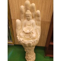 Resin Golden Hand Mudra Meditating Buddha Water Fountain