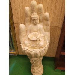 Resin Golden Hand Mudra Meditating Buddha Water Fountain