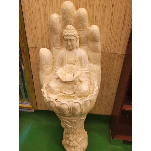 Resin Golden Hand Mudra Meditating Buddha Water Fountain