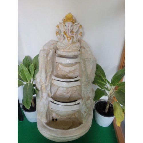 Shawshank Water Fountain  Ganesh Fiber Water Fountain for Living Room Home Decor Garden Patio Deck Porch - Yard Art Decoration Gift Gifting with LED Lights Water Pump