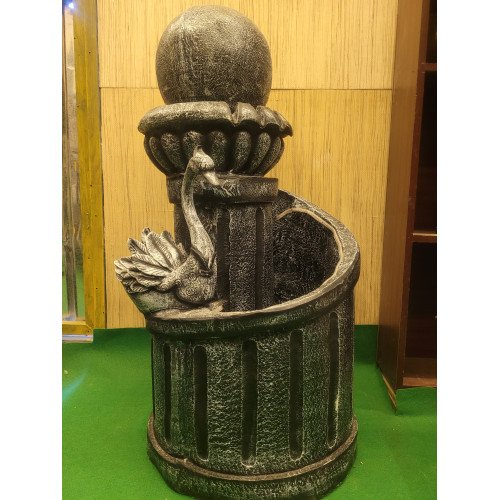 Modern Piller Design with Duck and Ball Fiber Water Fountain by Tanvish Decor. Suitable for Indoor and Outdoor, Living Room, Garden, Balcony and eqquipped with LED & Water Pump.