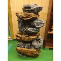 Home Decor  Double Spiral Sandstone Fiber Water Fountain for Living Room Home Decor Garden Patio Deck Porch - Yard Art Decoration Gift Gifting with LED Lights Water Pump