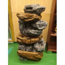 Home Decor  Double Spiral Sandstone Fiber Water Fountain for Living Room Home Decor Garden Patio Deck Porch - Yard Art Decoration Gift Gifting with LED Lights Water Pump