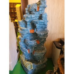 Long Cliff Stonefalls Rock Water Fountain for Indoor Outdoor Garden Home Decor Patio with LED Lights Water Pump