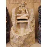 Big Kamal White Buddha Fiber Indoor Outdoor Fountain with Led Lights for Home Decor and Office Decoration 