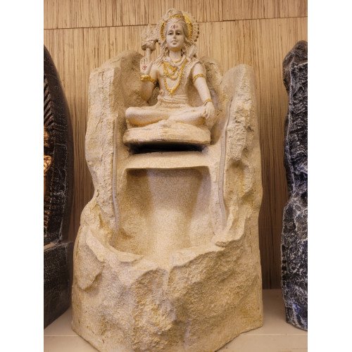 Big Kamal White Buddha Fiber Indoor Outdoor Fountain with Led Lights for Home Decor and Office Decoration 