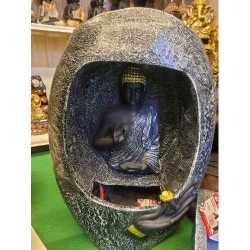 Mystic Oval Buddha Fountain with LED Illumination for Home Decor