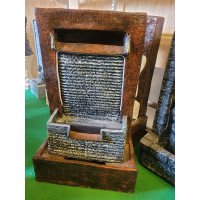 Resin Water Fountain Outdoor with LED Lights, Modern Tiered Fountain for Garden Patio Backyard, Waterfall Décor