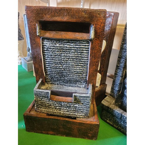 Resin Water Fountain Outdoor with LED Lights, Modern Tiered Fountain for Garden Patio Backyard, Waterfall Décor