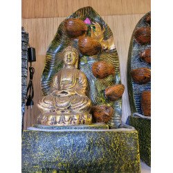 EXPLEASIA Sitting Buddha Water Fountain, Indoor Fountain Big Size, Water Fountain for Home vastu, Buddha Idol (Brown Gold)