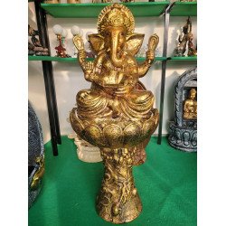 Brass Ganesha Idol for Home Decoration Ganpati Statue Murti for Gift Color Gold
